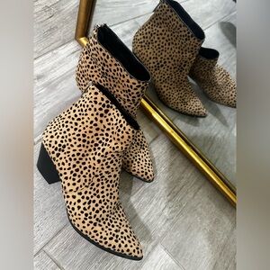 Tan and Black Spotted Ankle Boots